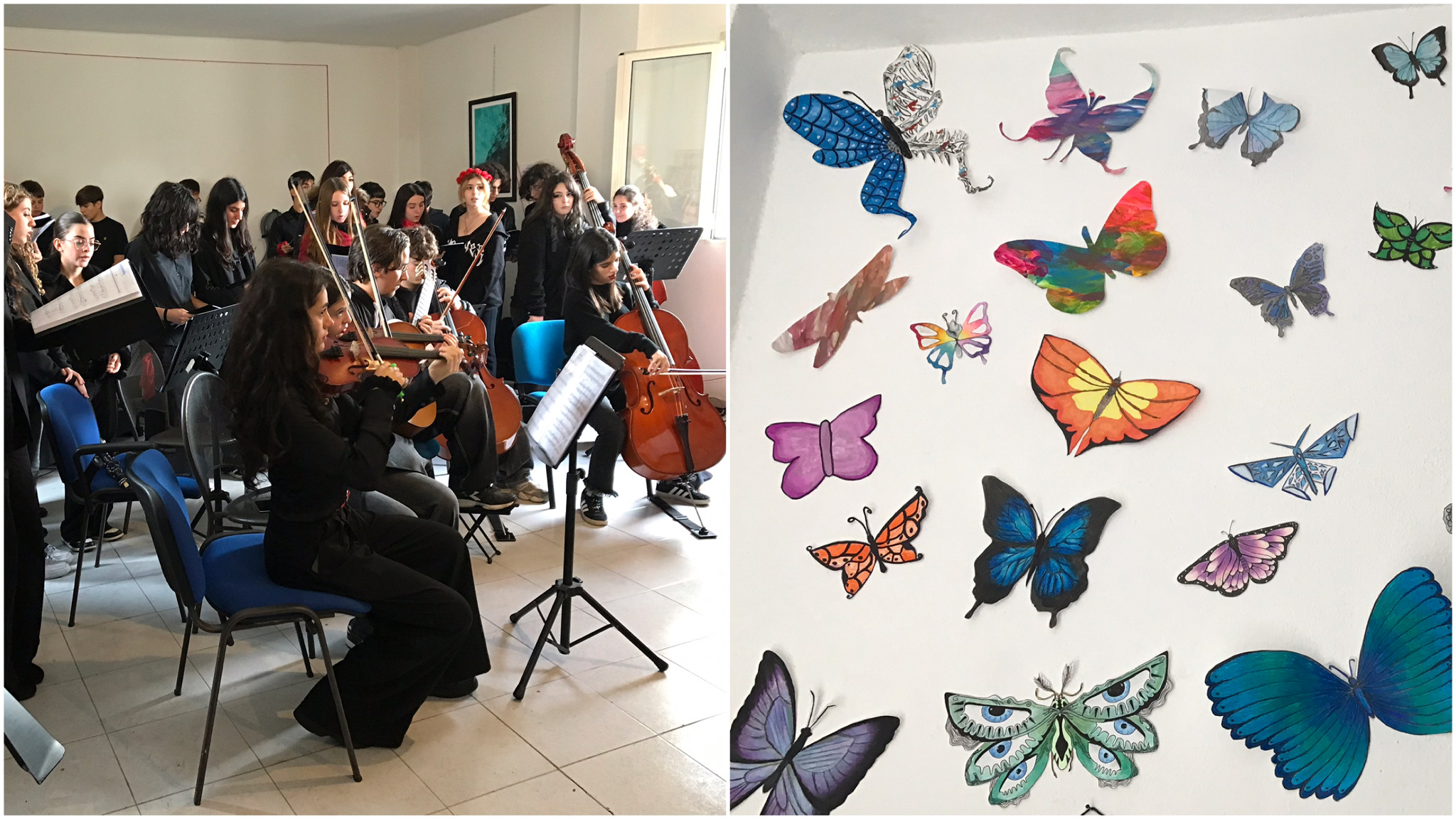 Olbia, il Liceo De Andrè dice no alla violenza di genere tra farfalle, violini, trombe e tastiere