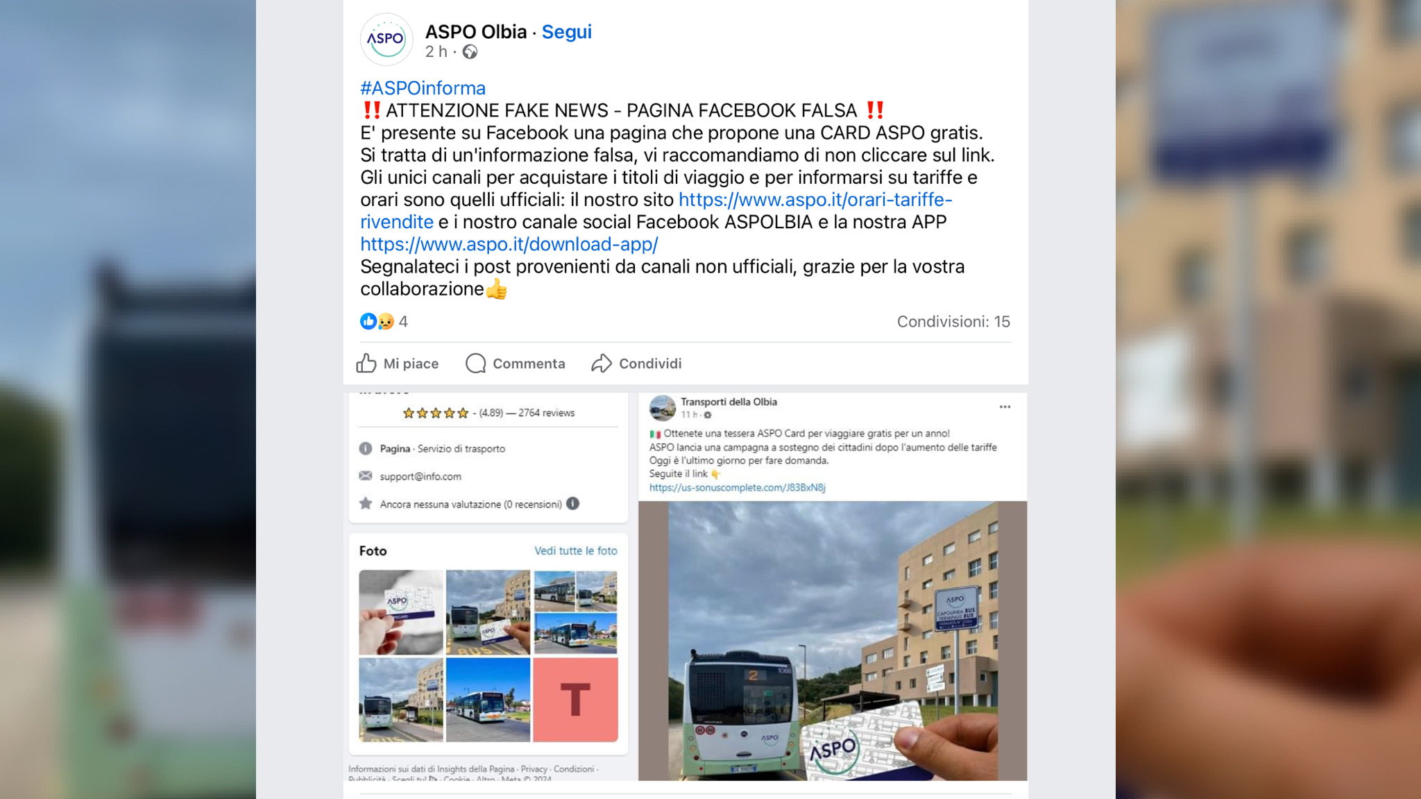 Olbia, pagina Aspo fake: l'allerta dell'azienda