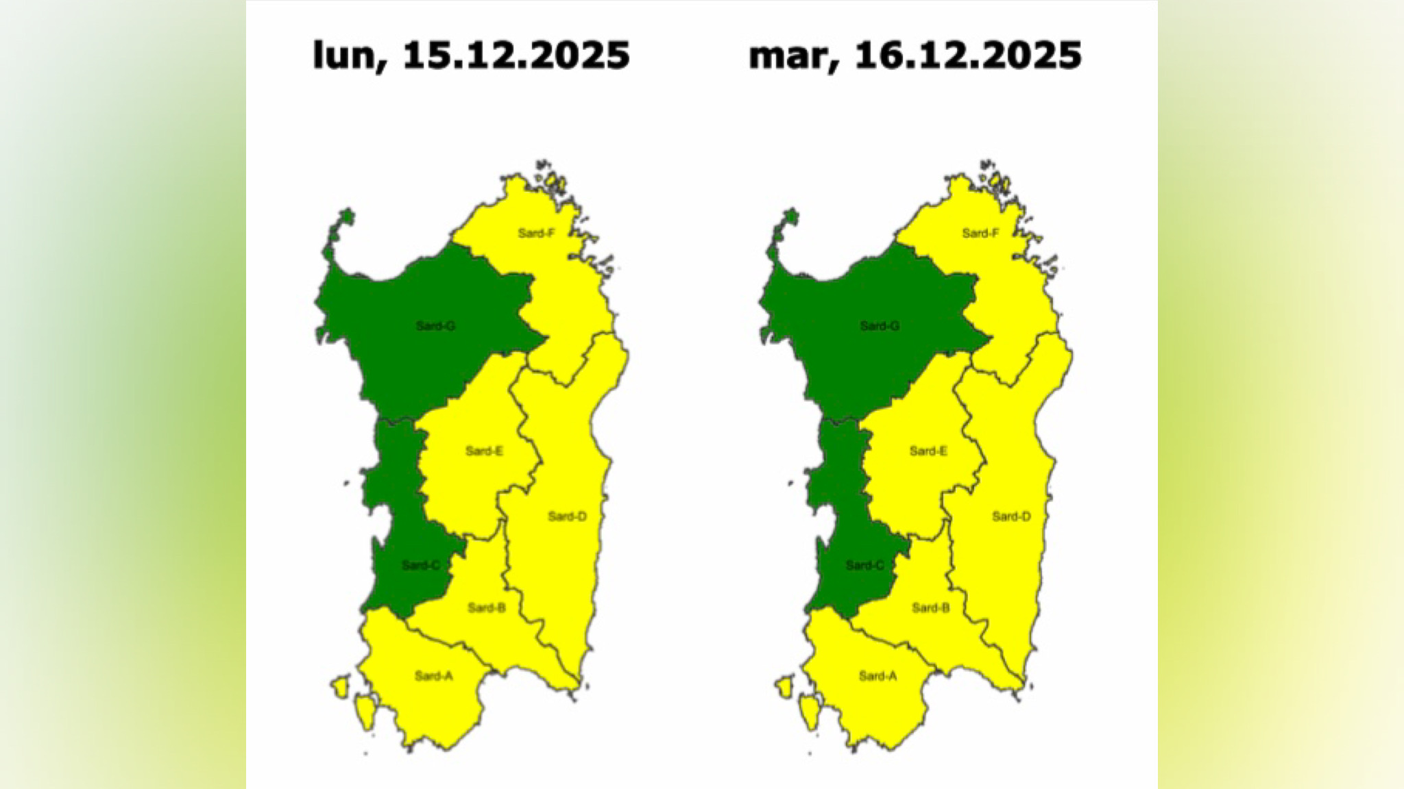 Allerta meteo Sardegna, si estende il codice giallo anche in tutta la Gallura