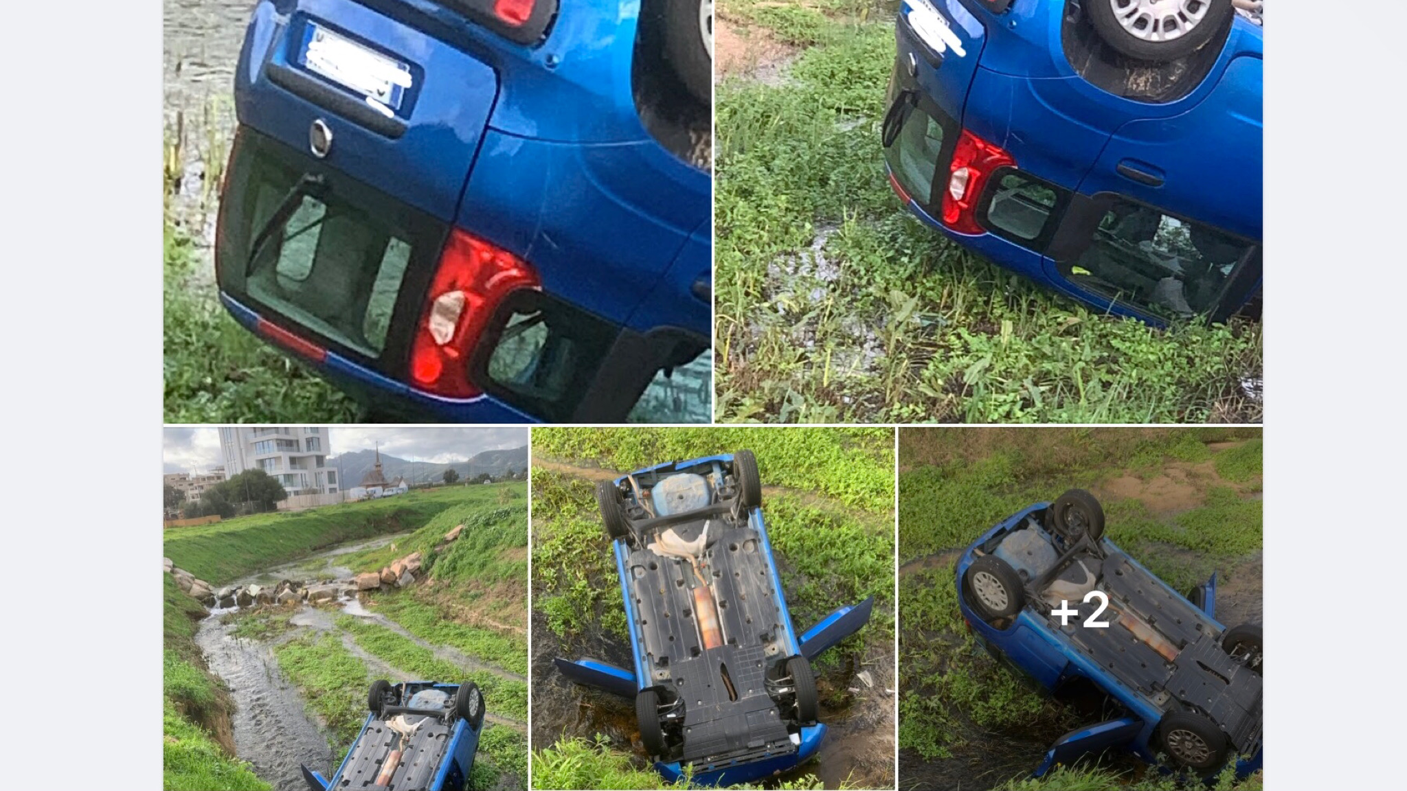 Olbia, auto ribaltata nel canale in via Nervi