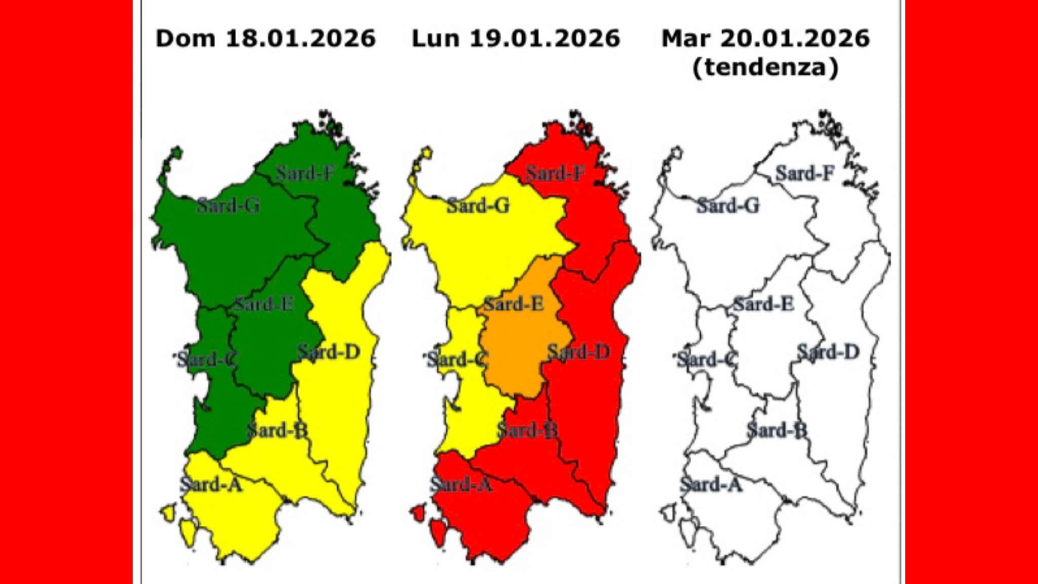 Allerta rosso in Gallura, emesso il nuovo bollettino