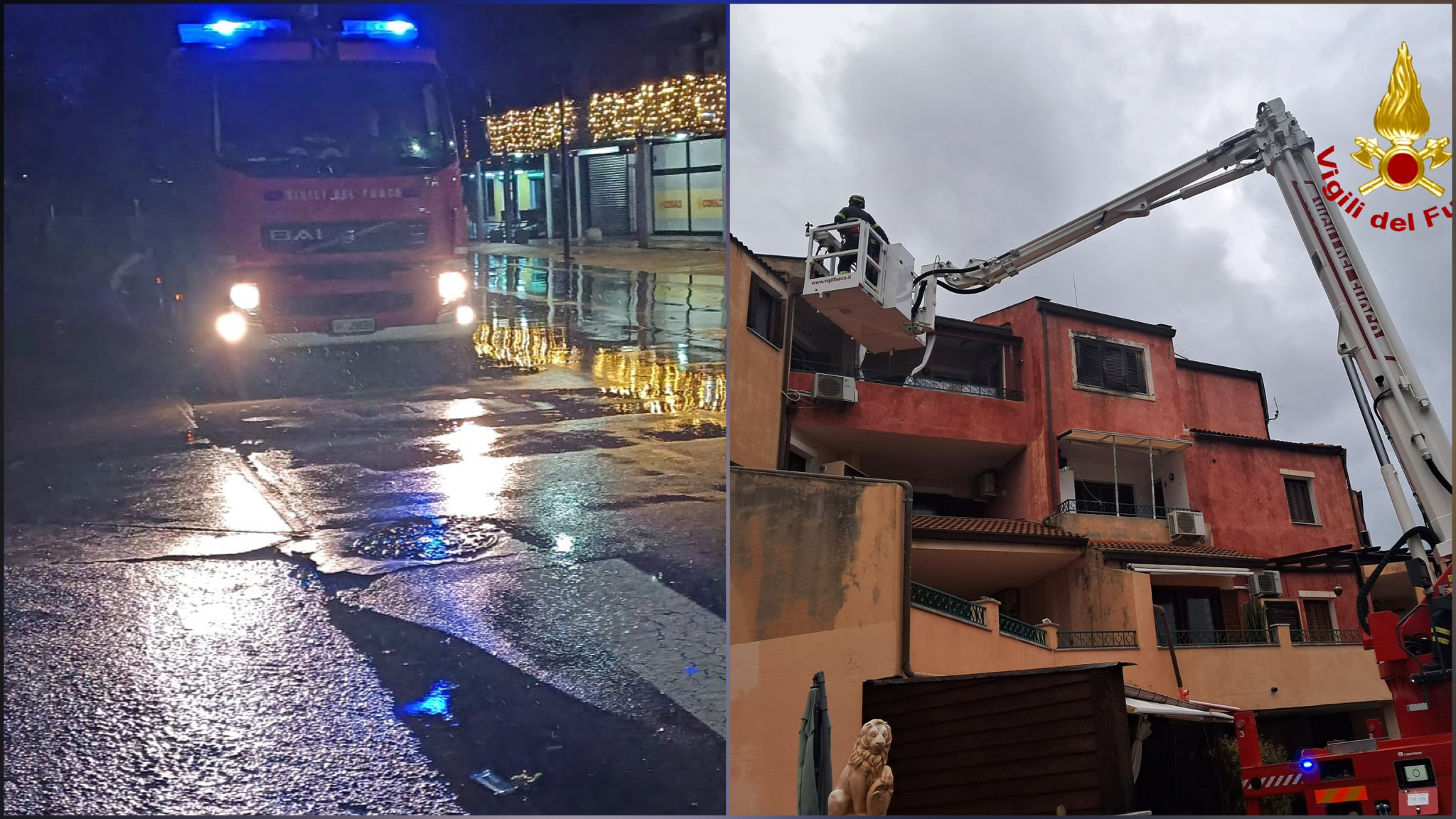 Olbia, maltempo: numerosi interventi dei Vigili del Fuoco