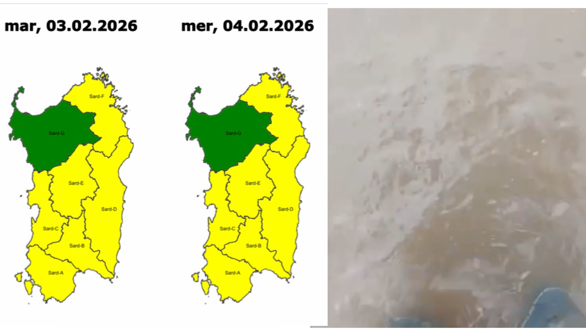 Ancora piogge nell’Isola: codice giallo anche in Gallura