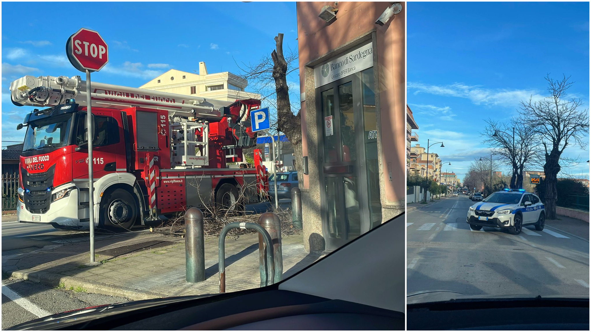 Olbia, albero pericolante in via Vittorio Veneto