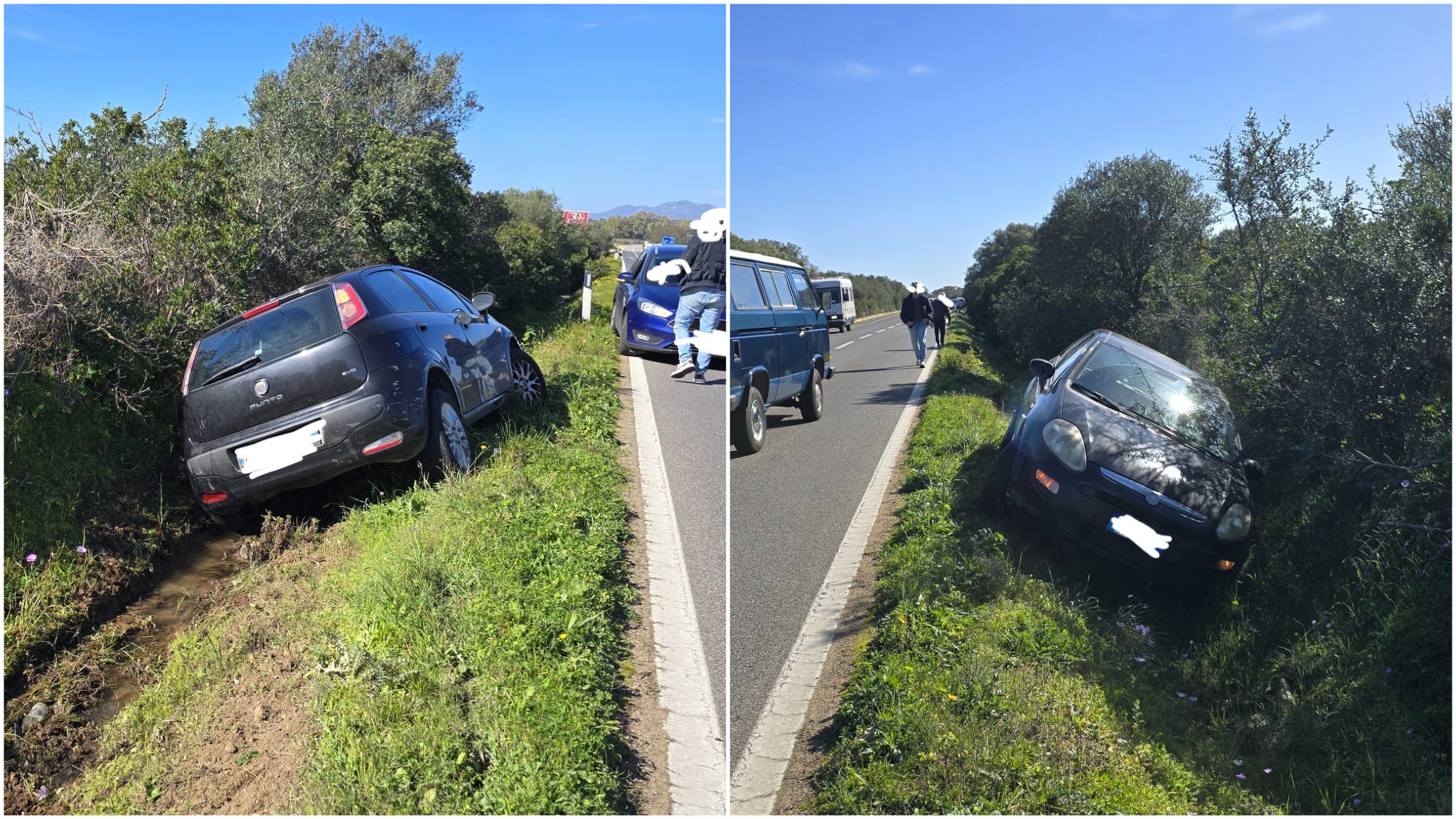 Auto fuori strada sulla 125: nessuna traccia del conducente