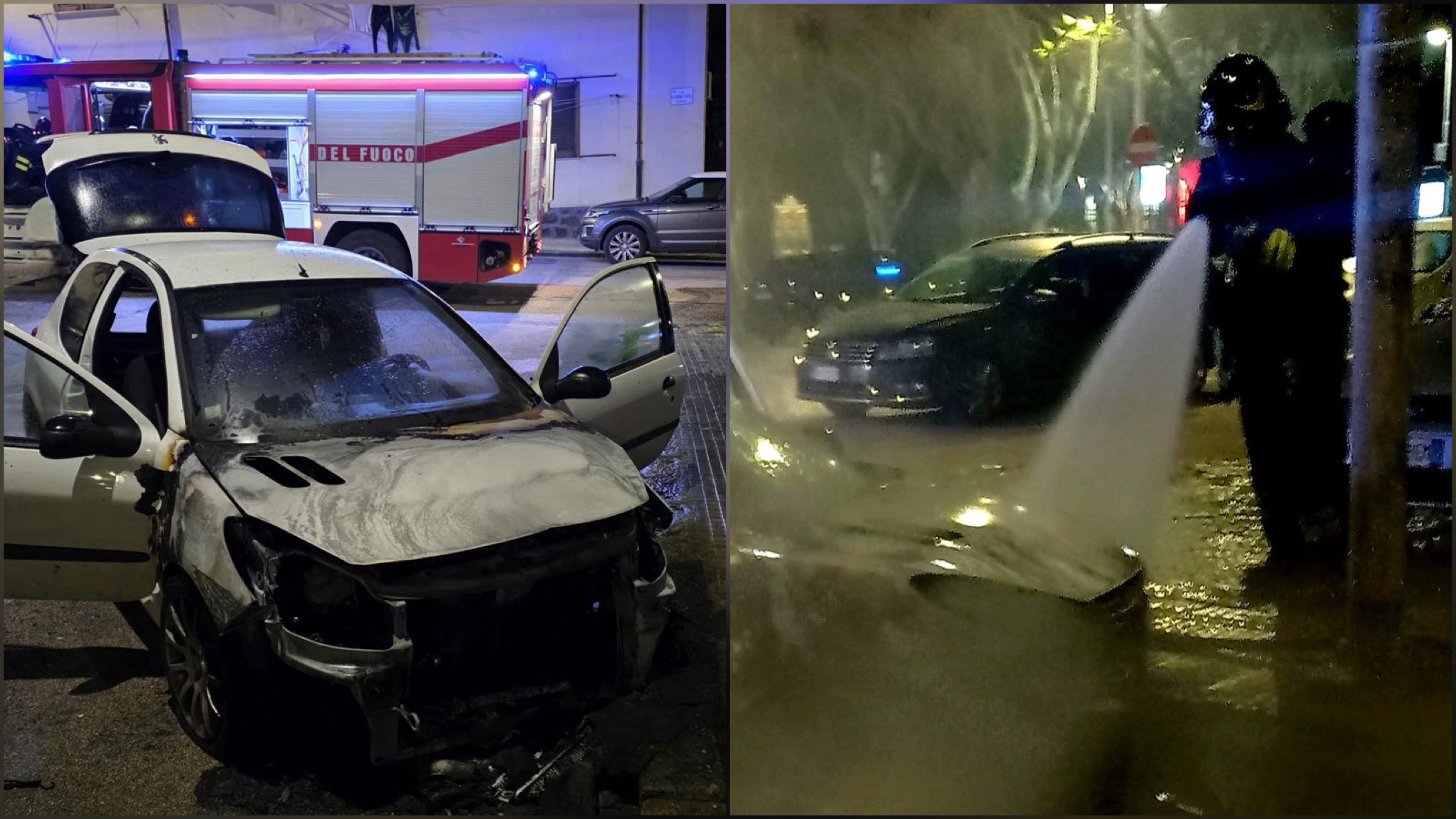 Auto a fuoco nella notte 