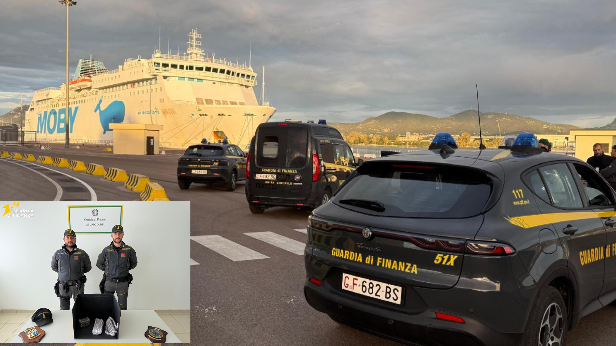 Olbia, fermato al porto con 3 panetti e circa 100 ovuli: uomo arrestato dalla GdF durante i controlli agli sbarchi