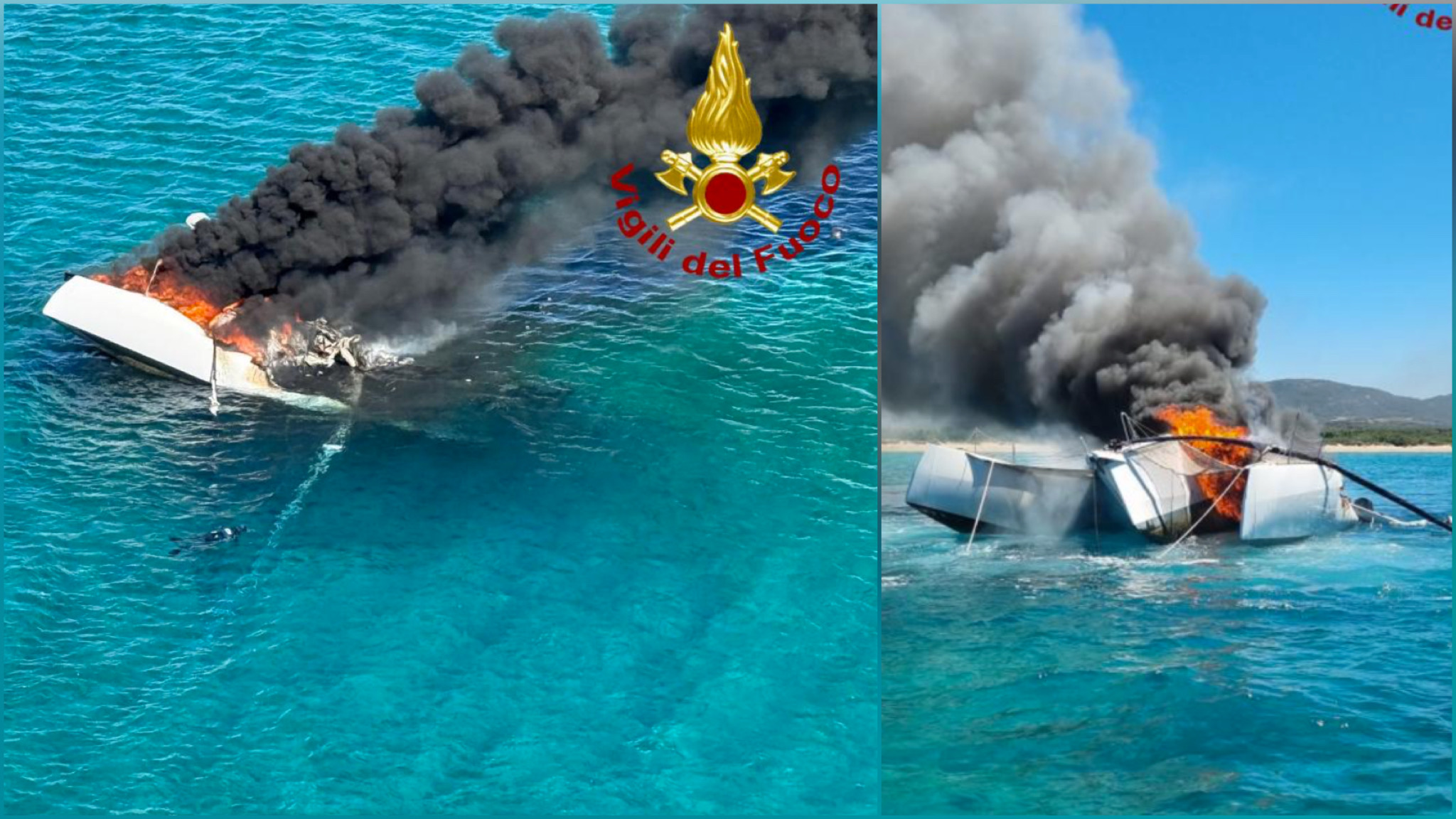 Palau, imbarcazione a fuoco a Porto Pollo