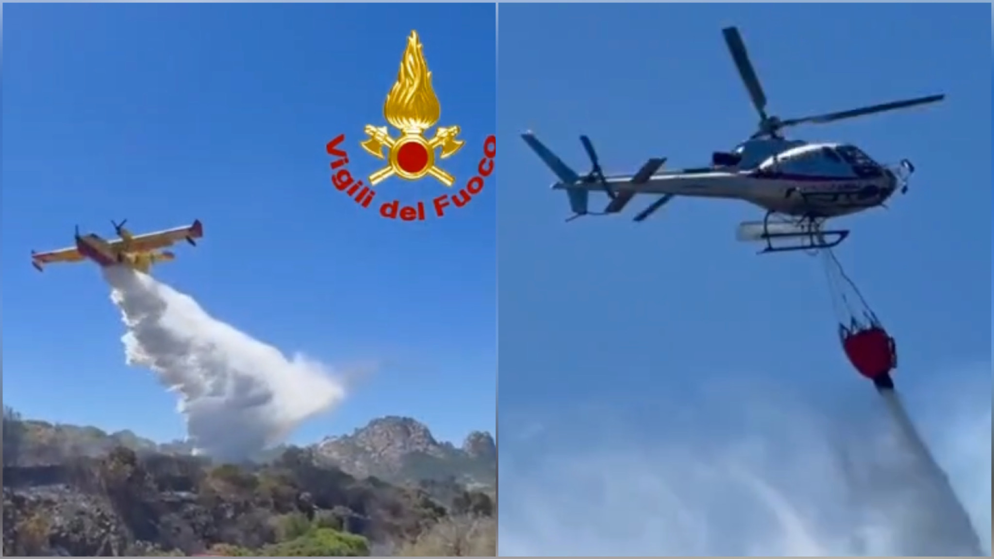Incendio a Portisco: sul posto squadre a terra e un canadair