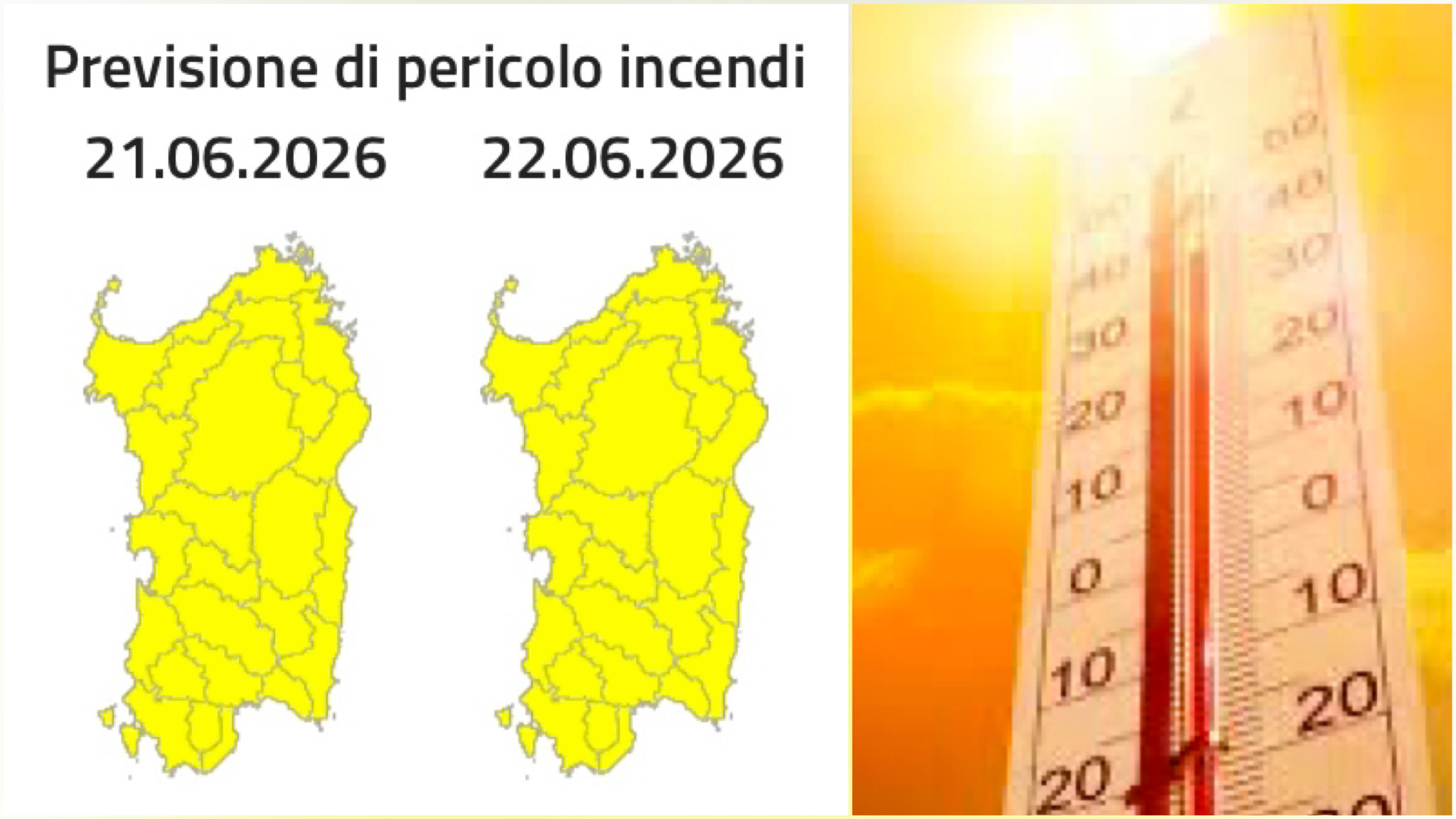 Sardegna, temperature sopra i 40 gradi, allerta incendi in tutta l’Isola