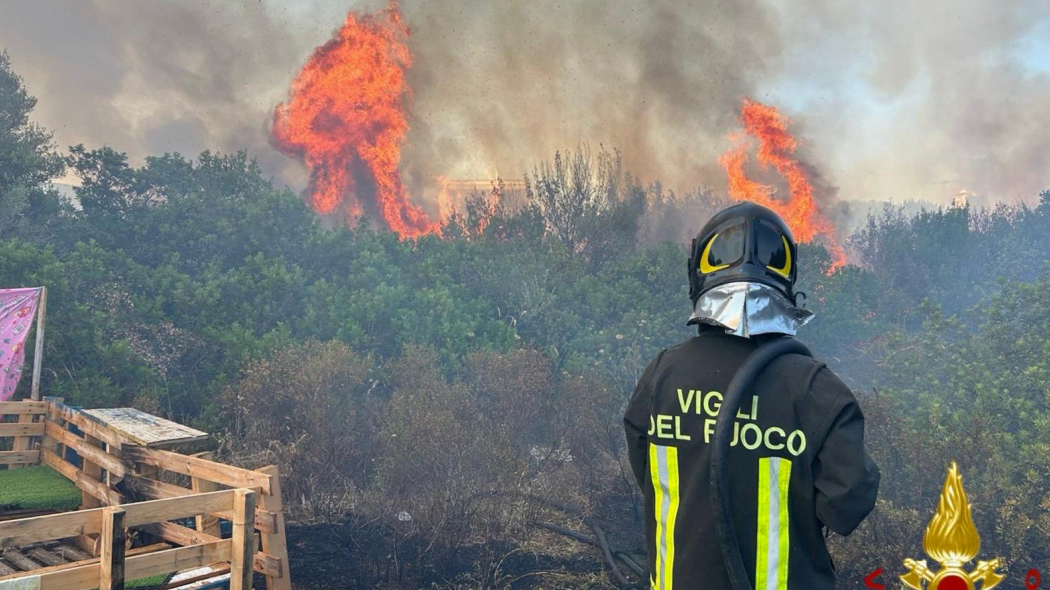 Olbia, paura in via Veronese: incendio tra le sterpaglie