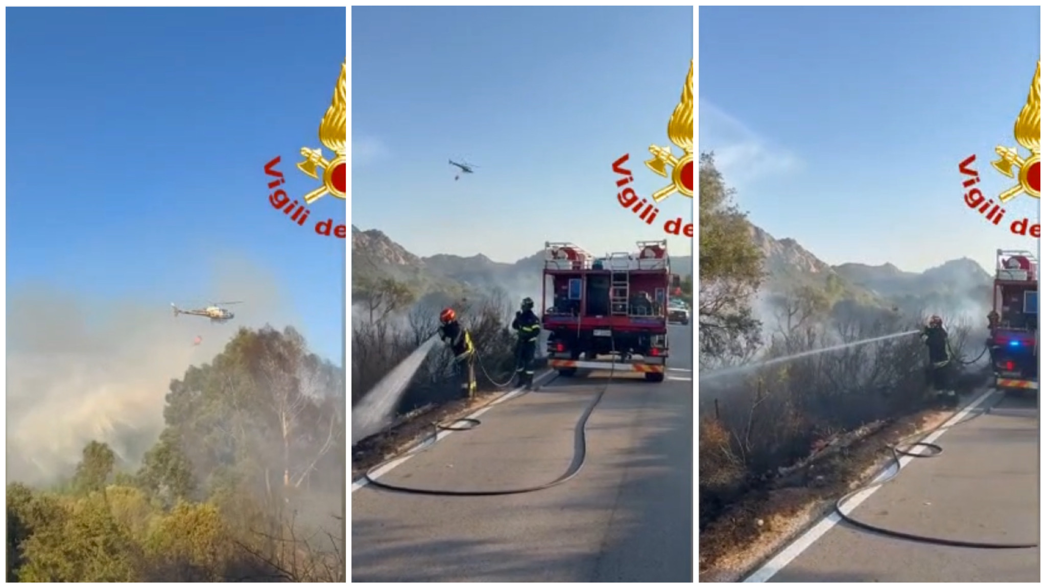 Incendio ad Azzanì: sul posto vigili del fuoco, 2 elicotteri e le squadre a terra