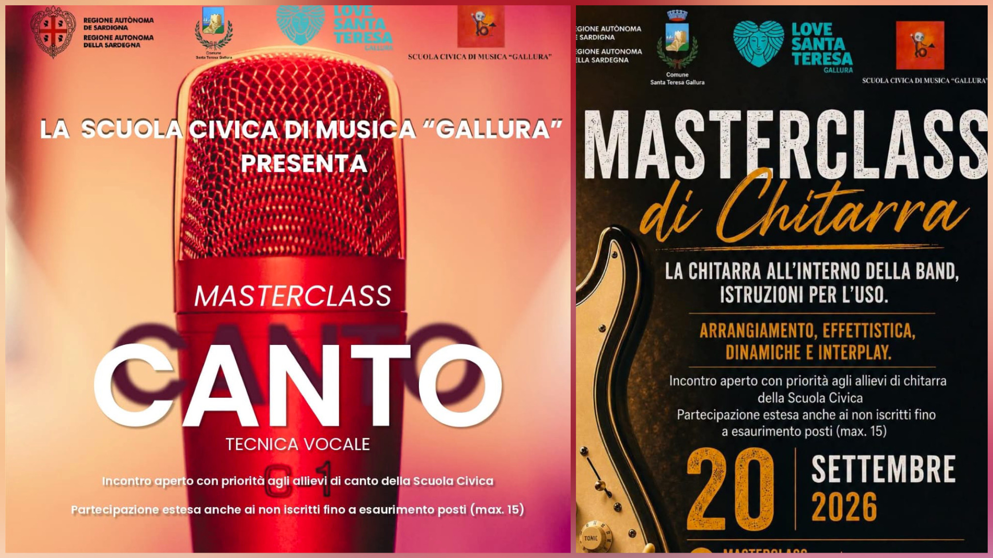 Santa Teresa Gallura, masterclass di canto e chitarra