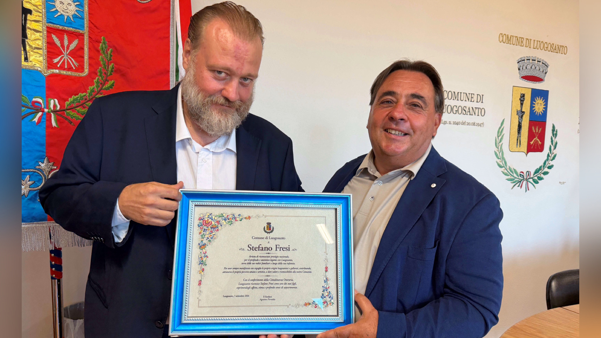 Luogosanto, l’attore Stefano Fresi riceve la cittadinanza onoraria 