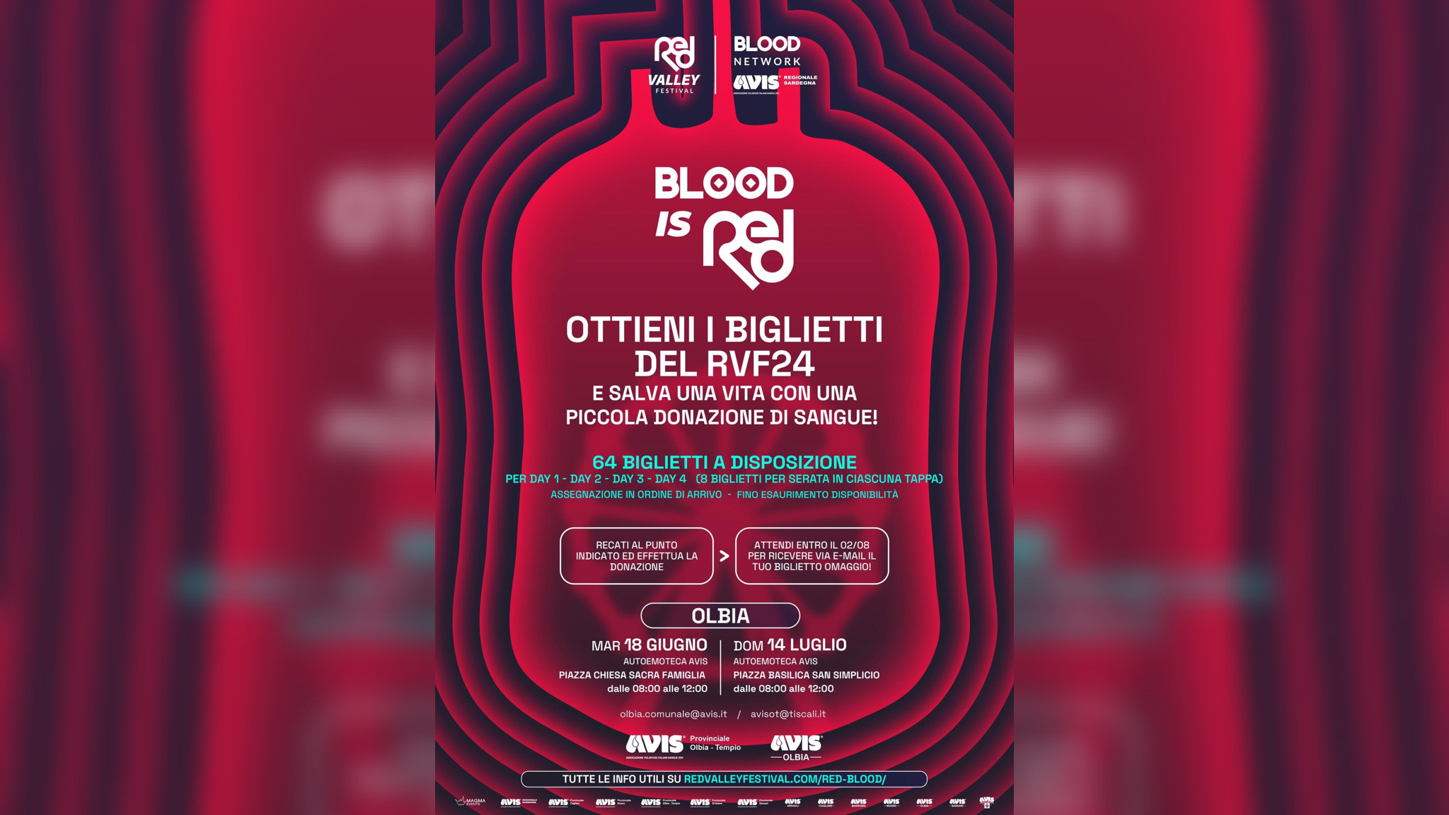 Olbia, seconda tappa del Blood is Red: biglietti gratis a chi dona