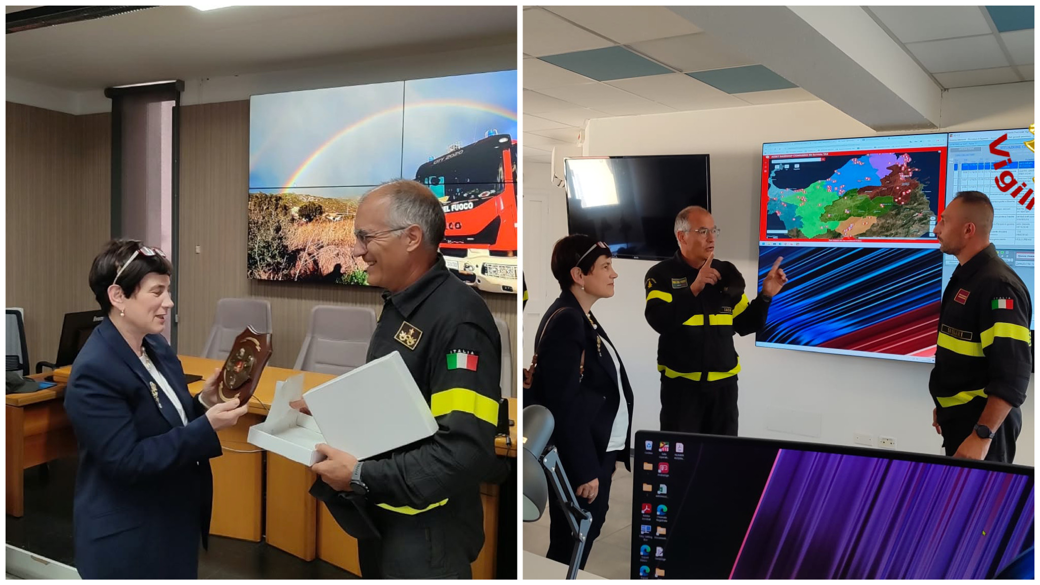 Il Prefetto Carla Di Quattro in visita alla caserma centrale dei Vigili del Fuoco di Sassari