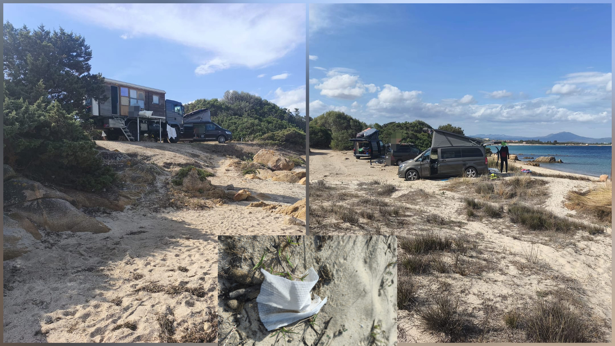 Camper e furgoni sulla costa tra le Vecchie Saline e Bunte: sospetto campeggio abusivo