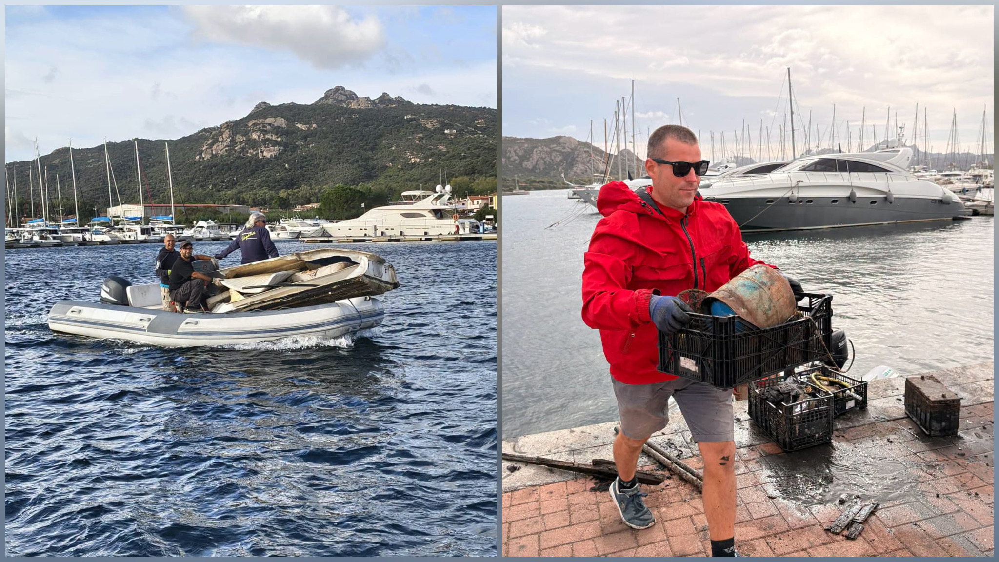 Cannigione, dai fondali del porto recuperate oltre due tonnellate di rifiuti