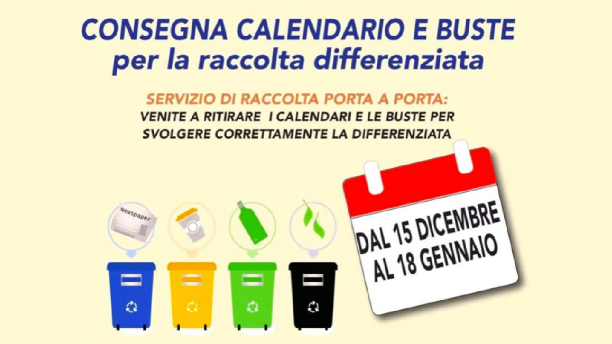 Buddusò e Alà dei Sardi, al via il ritiro dei calendari per la raccolta differenziata