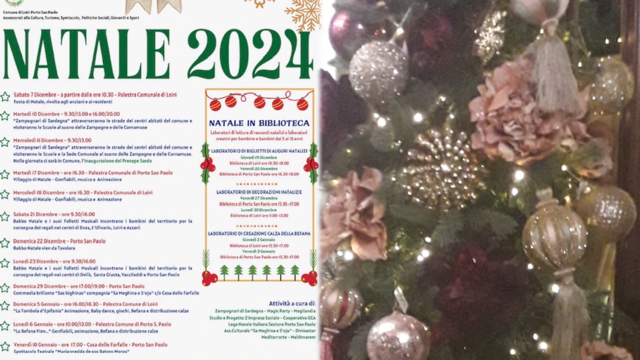 Loiri porto San Paolo e gli eventi del Natale: ecco il calendario
