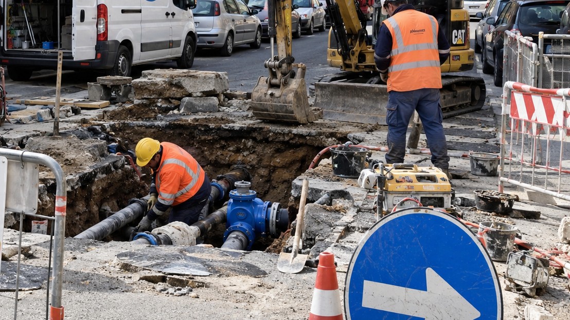 Olbia, via del Piave: carreggiata ristretta per i lavori Abbanoa