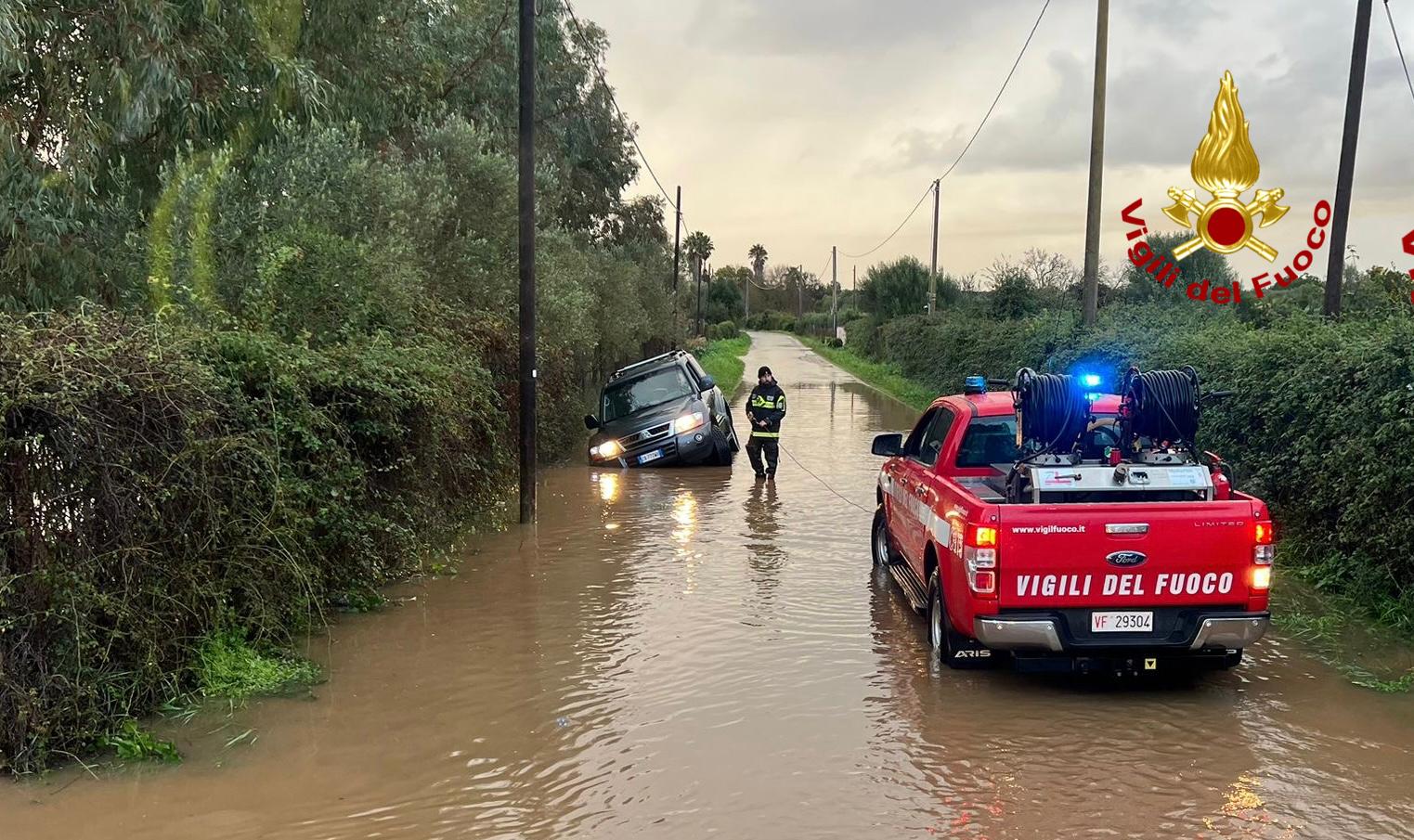 Maltempo nella notte di Natale, decine di interventi nel Nord Ovest della Sardegna