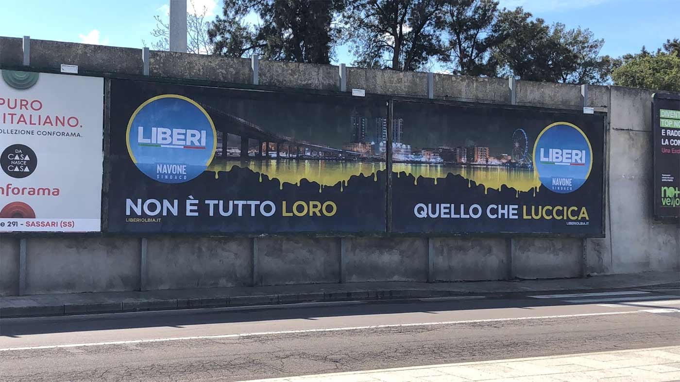 Elezioni Olbia: ecco il manifesto di 12 metri che divide la città