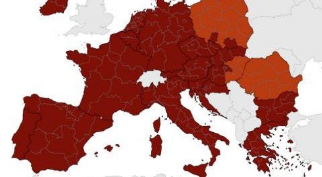 Mappa UE, Sardegna cambia colore: rosso scuro come il resto d'Italia