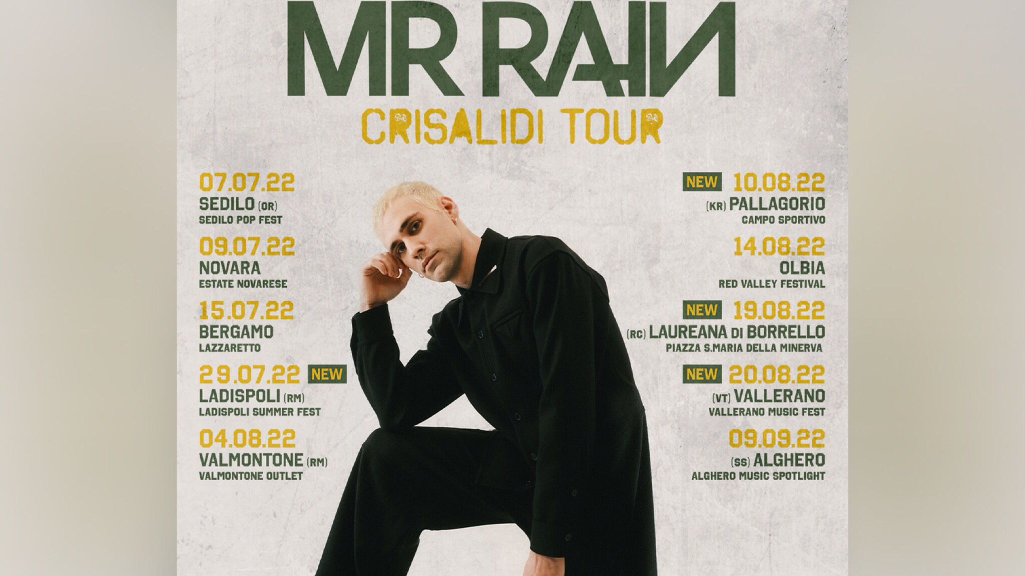 Sardegna: Mr Rain in concerto con tre date
