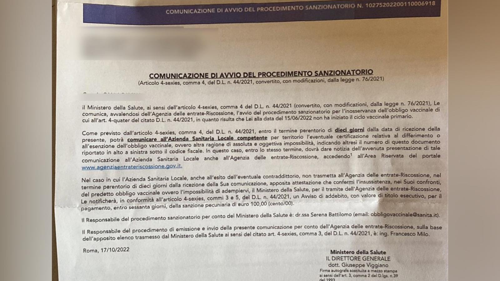Olbia: arrivano le multe agli over 50 no vax