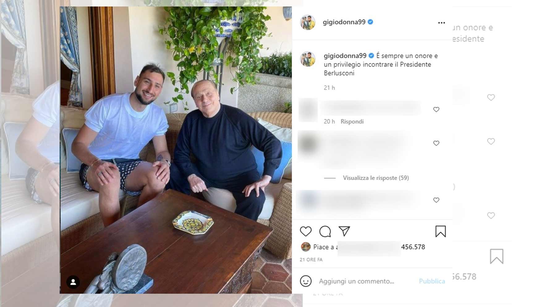 Olbia, Donnarumma a Villa Certosa con Berlusconi