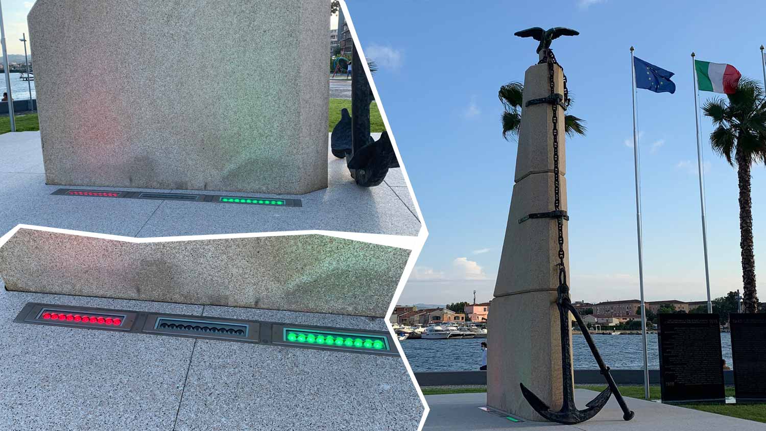 Olbia, monumento ai caduti: la bandiera tricolore è al contrario