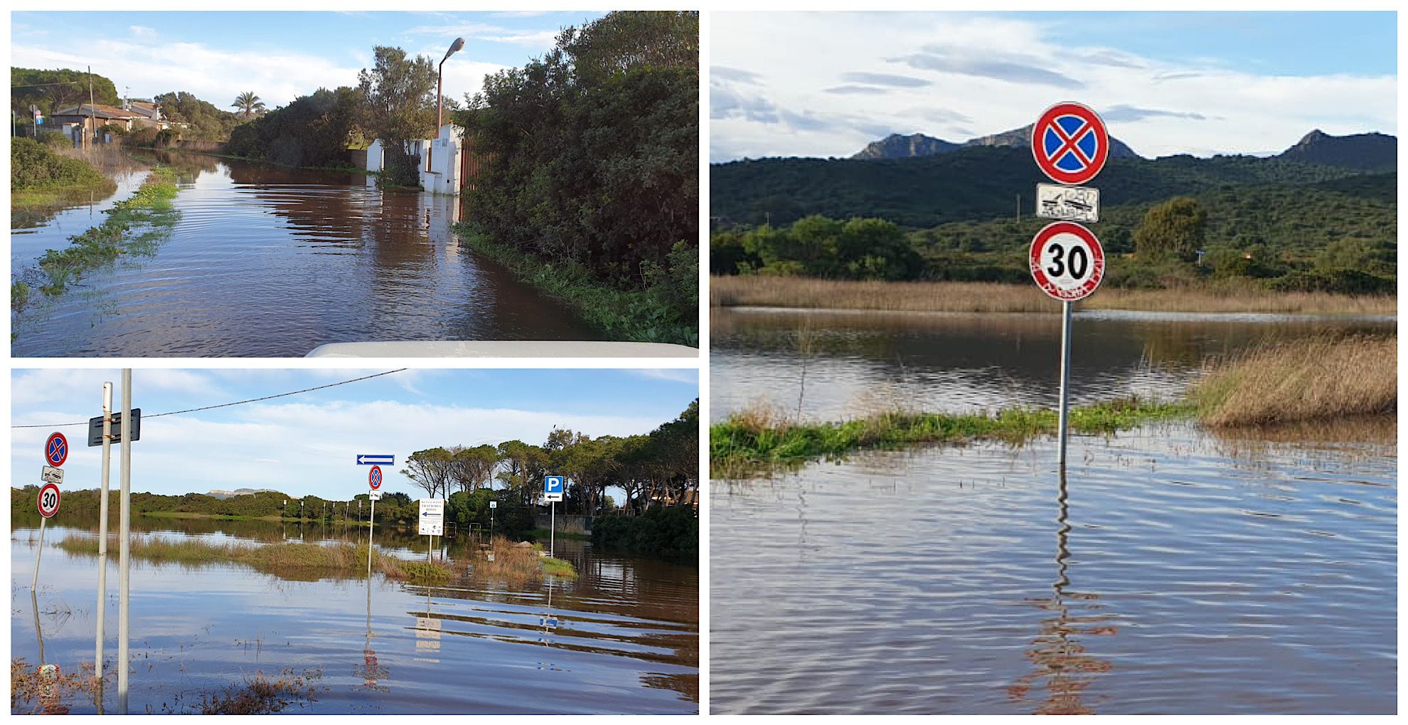 Olbia, l'effetto maltempo: a Pittulongu, lo stagno riprende tutto lo spazio