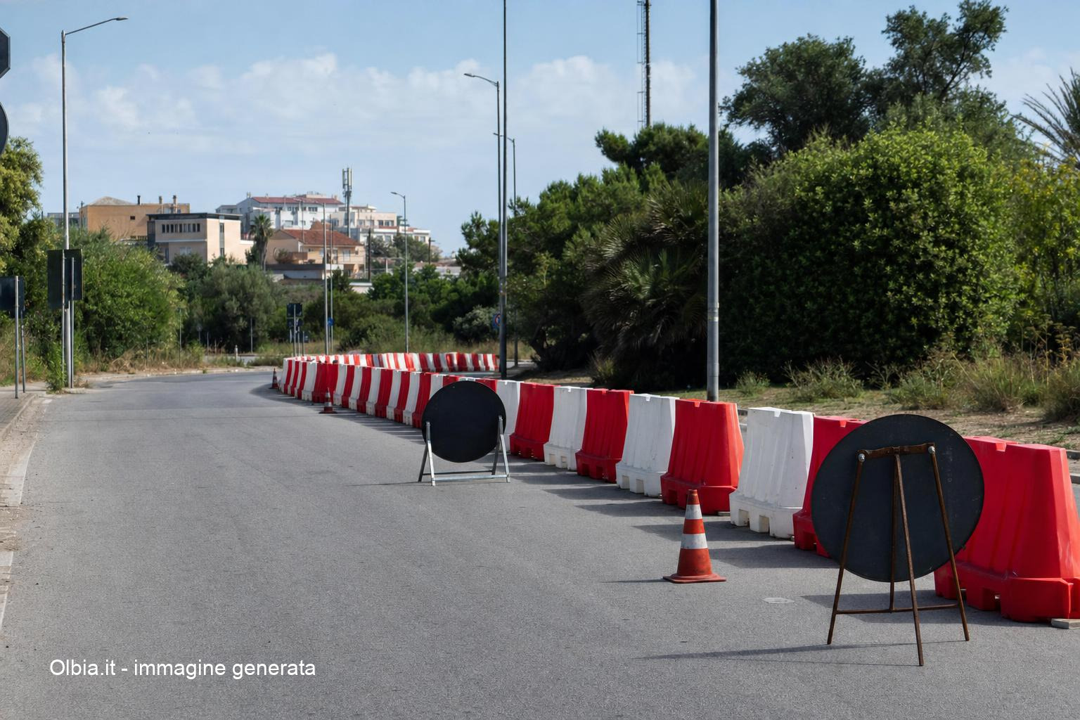 Olbia, via Astro Mari: carreggiata ristretta per il getto in calcestruzzo
