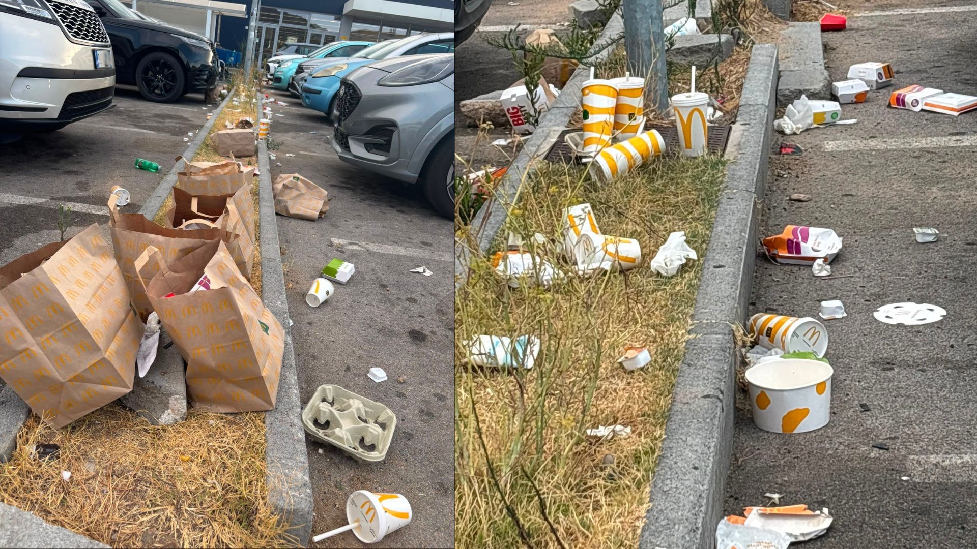 Olbia: parcheggio della zona commerciale di via Bratislava invaso di rifiuti 
