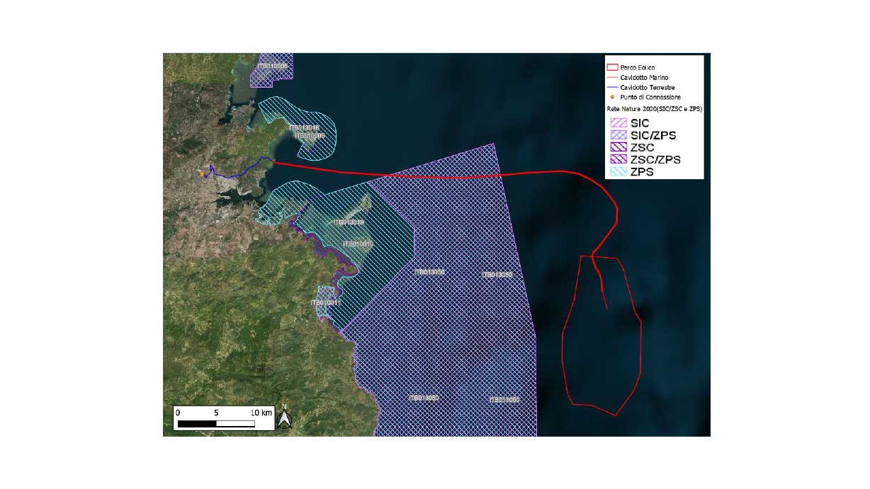 Olbia, impianto eolico off-shore a 28 km da Tavolara: il cavidotto arriva a Nodu Pianu