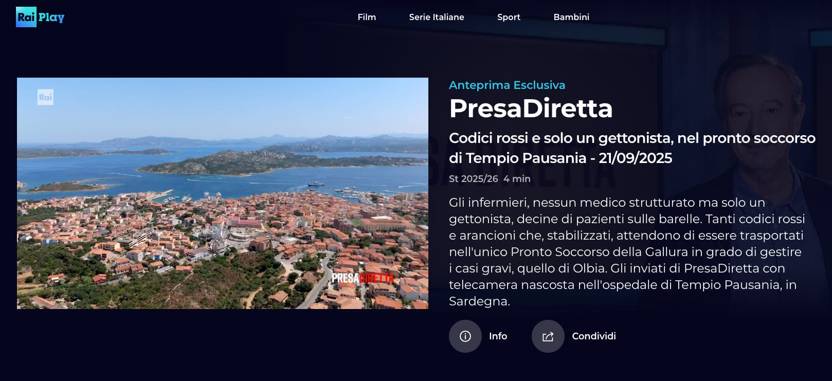 Olbia, il disastro sanitario gallurese a Presadiretta: telecamere nascoste nei PS