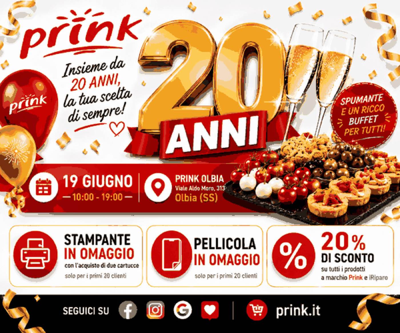 Prink Olbia compie 20 anni: una storia di fiducia, servizi e innovazione al fianco del territorio