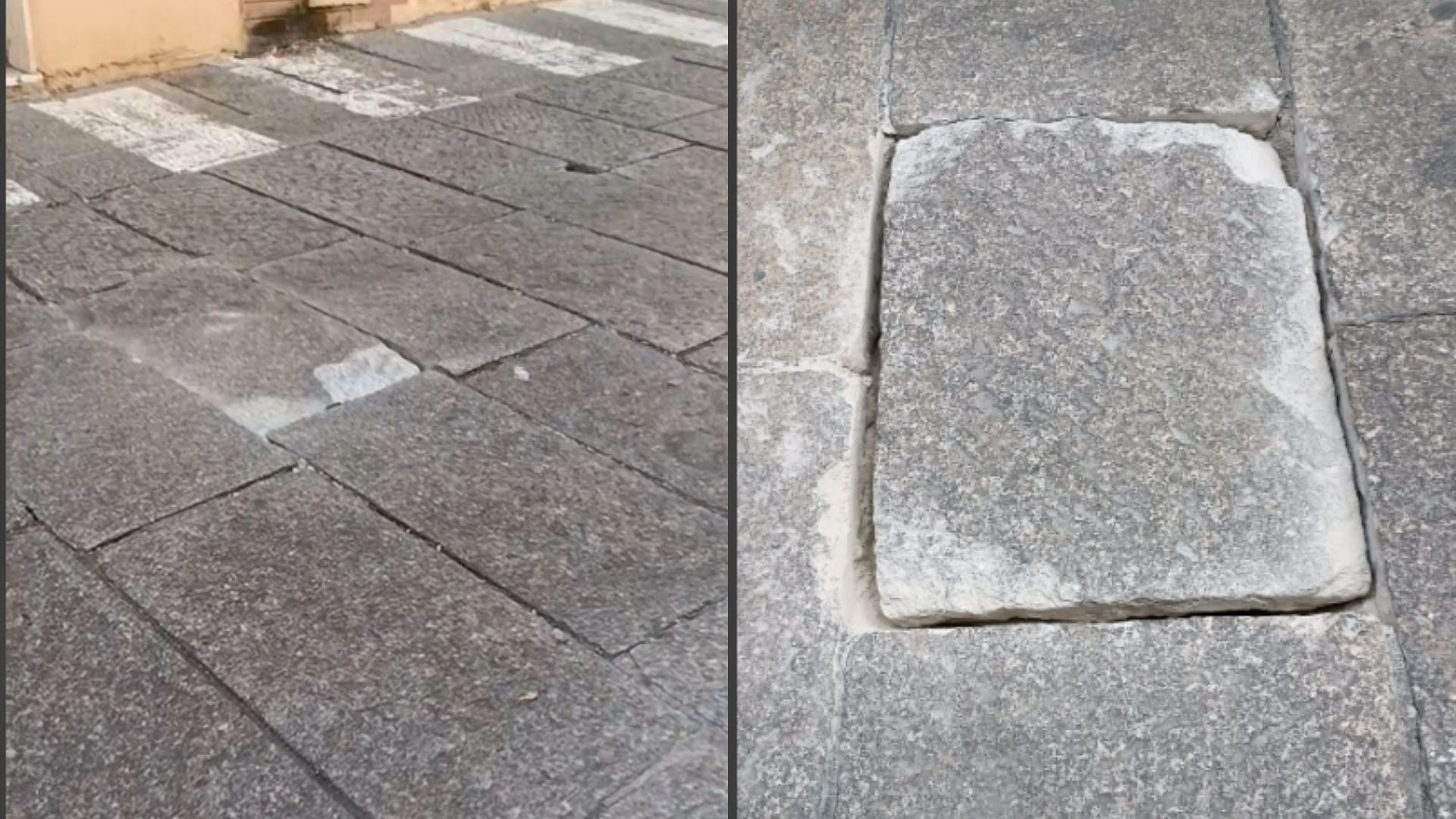 Olbia: lastre di granito instabili in via Porto Romano