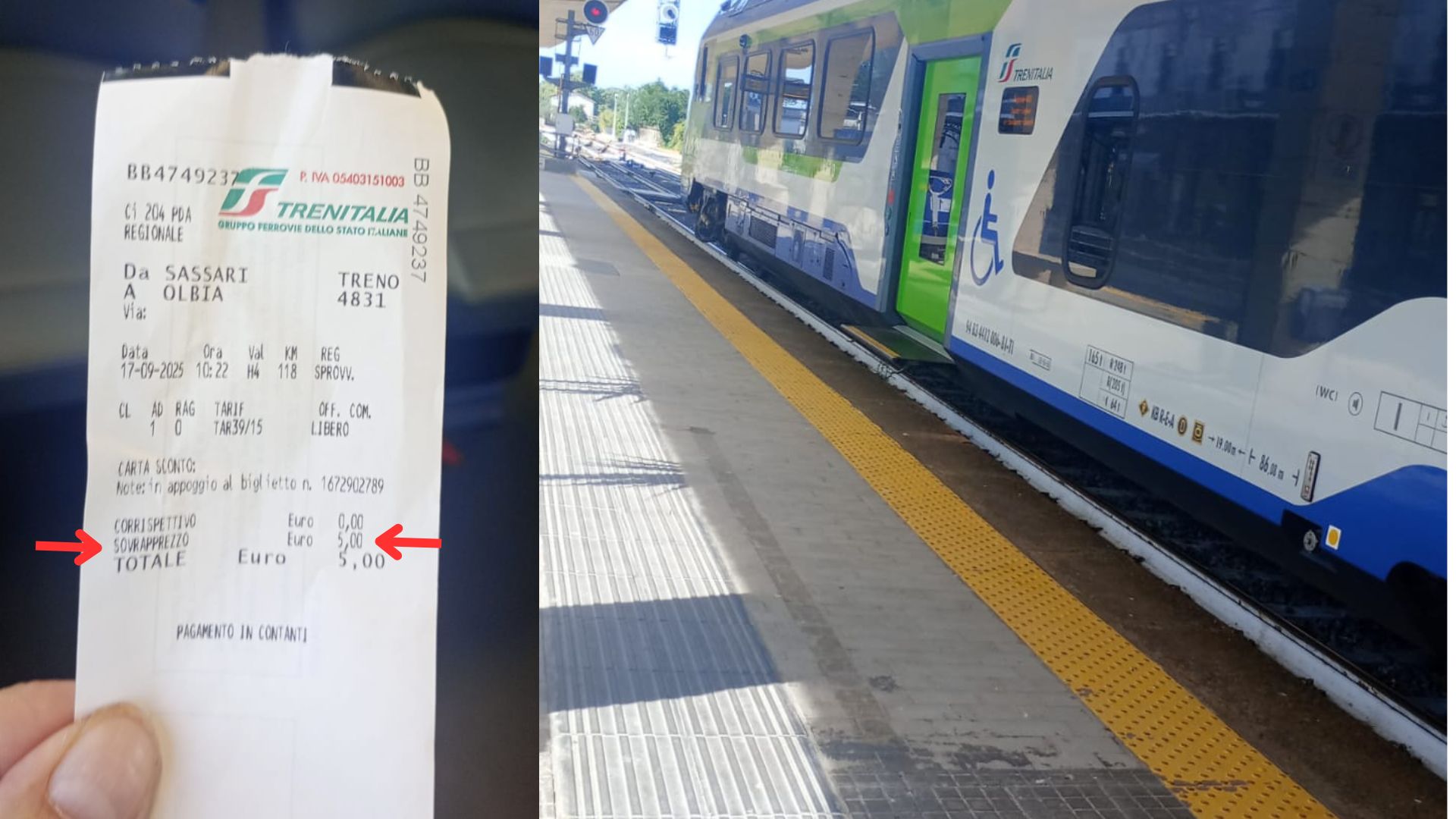  Treno per Olbia, disabile al 100% paga sovrapprezzo dopo la fatica delle scale: “Avevo già il biglietto”