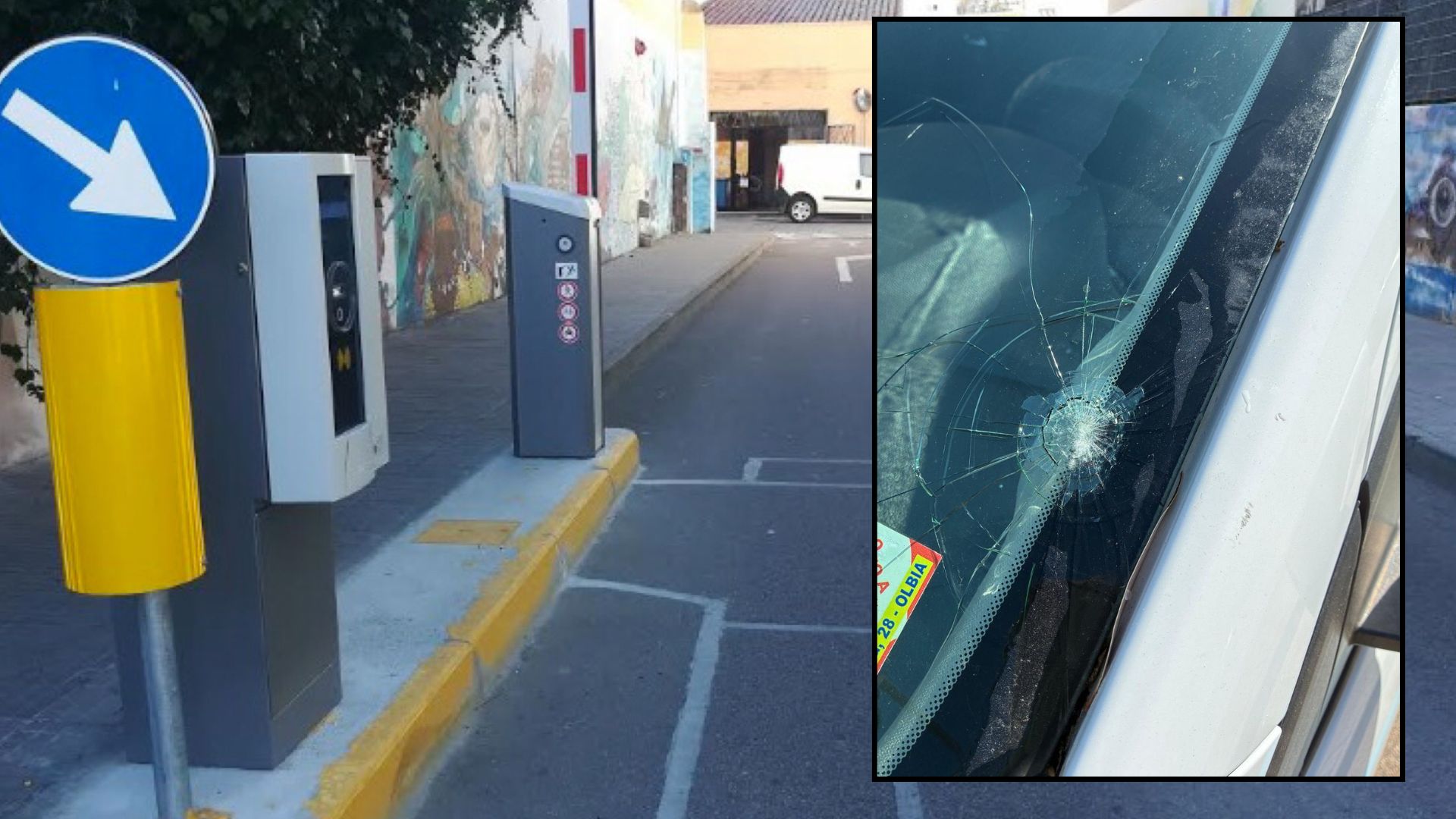 Olbia, atto vandalico al parcheggio Bardanzellu: colpito il parabrezza di un'auto in sosta