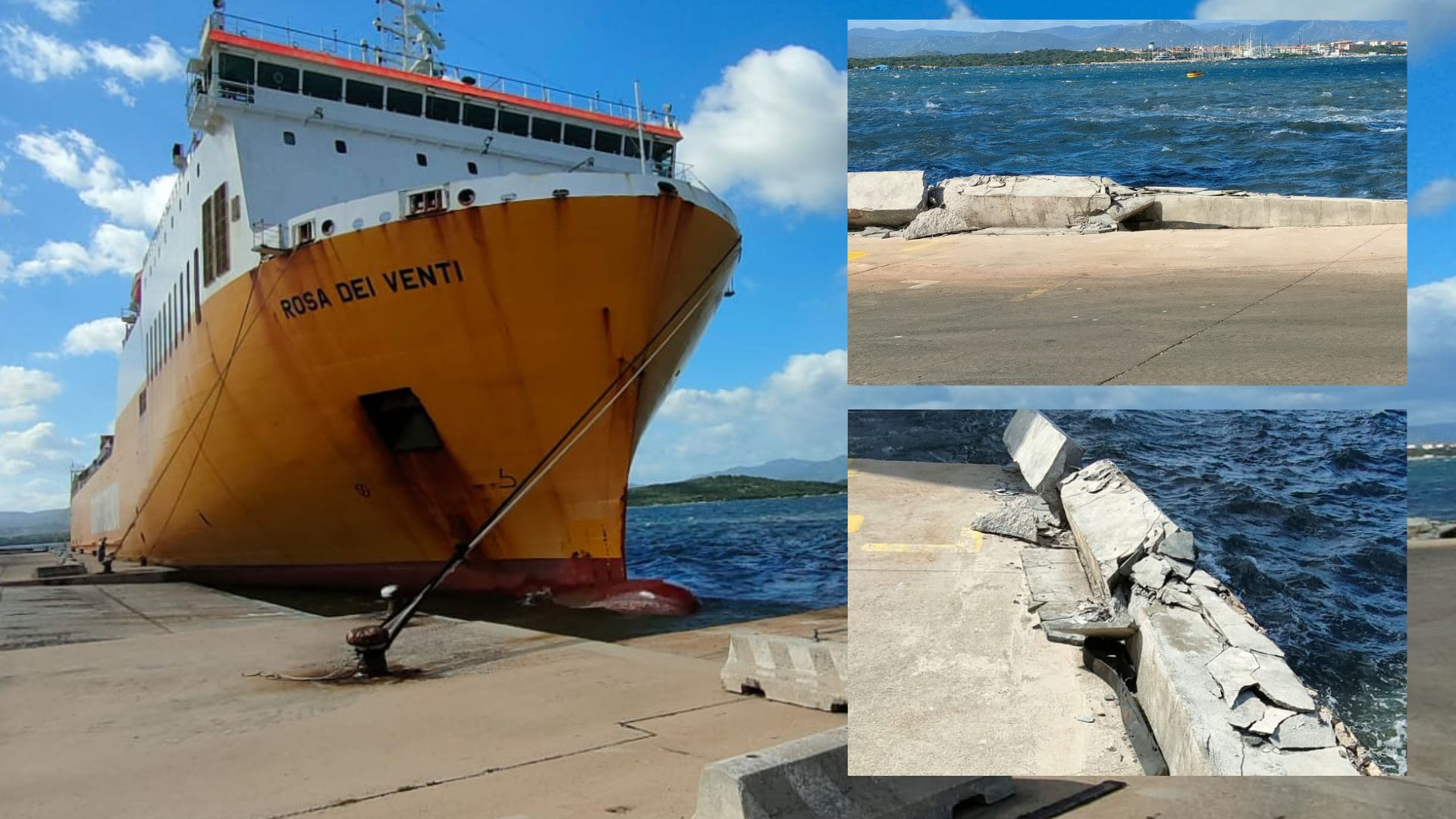 Olbia, urto al porto: la nave finisce contro il molo