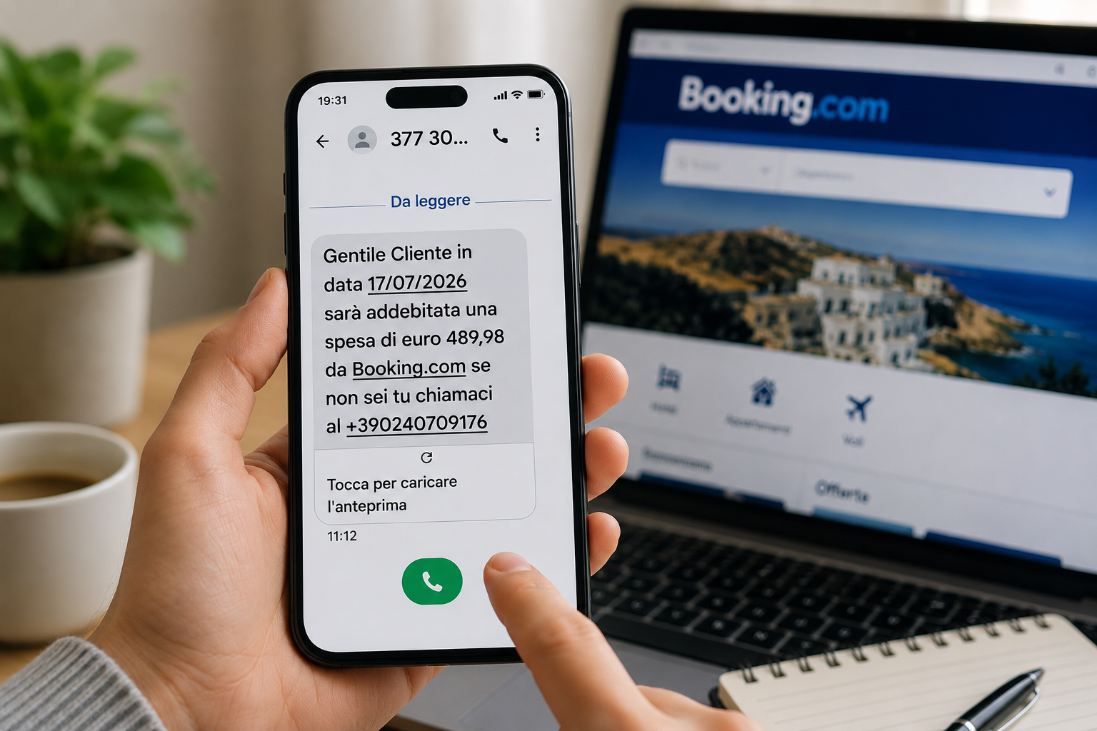 Truffa Booking, l'SMS che spaventa gli utenti: 