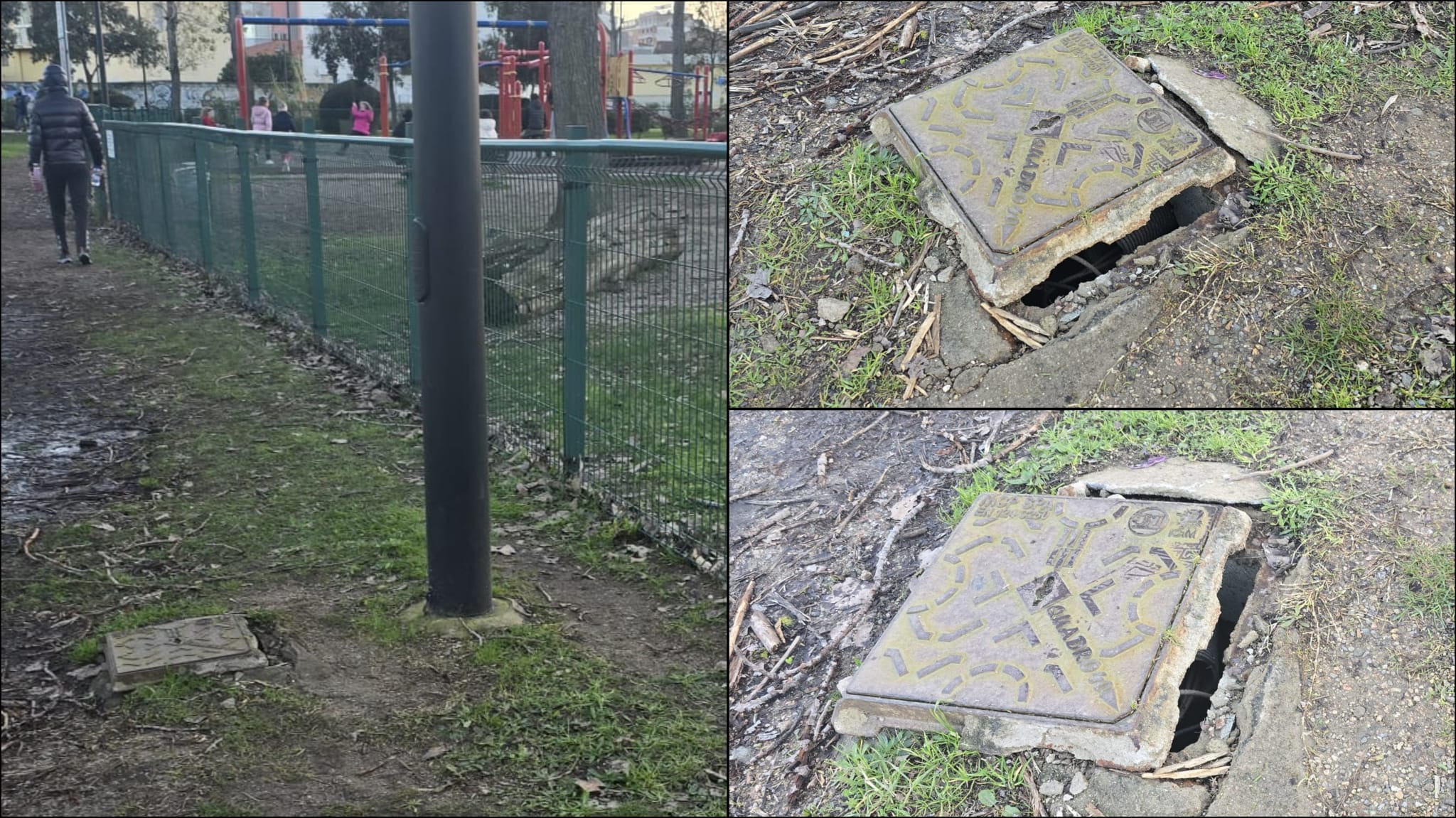 Olbia, tombino pericolante al parco Fausto Noce