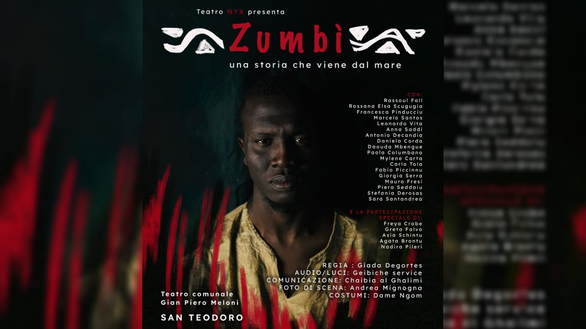 San Teodoro, in scena stasera “Zumbì, una storia che viene dal mare”