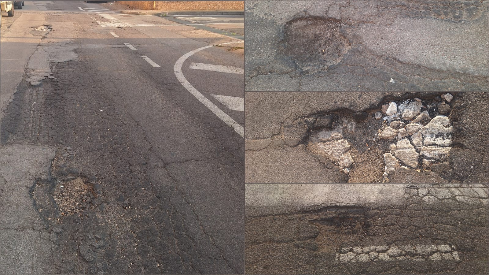 Olbia, via Lanfranco tra buche e asfalto irregolare