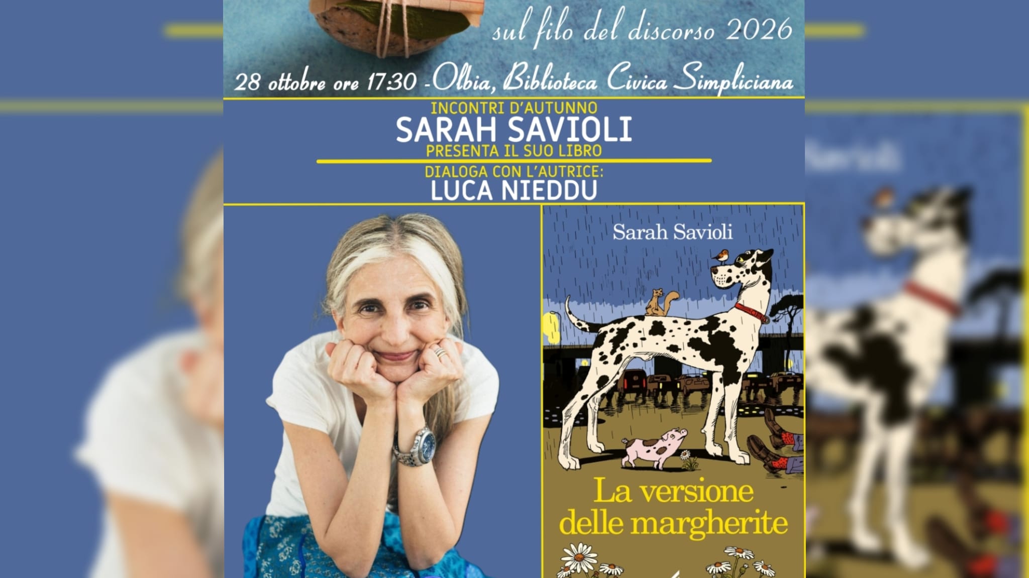 Olbia, Sarah Savioli presenta “La versione delle margherite”
